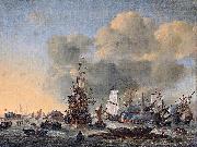 Reinier Nooms Caulking ships at the Bothuisje on the Y at Amsterdam oil painting artist